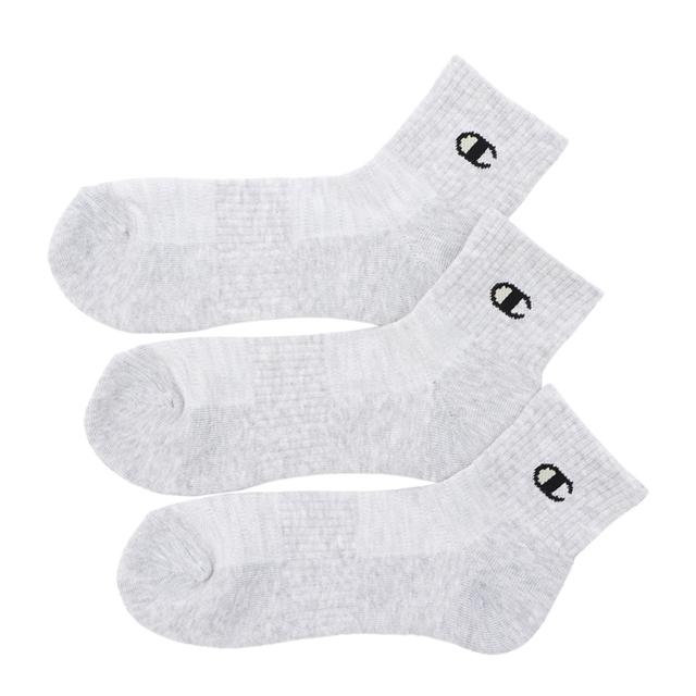 チャンピオン 靴下 ソックス 3足 セット 大きいサイズ 白 黒 グレー スポーツ ダンス クルー丈 厚手 23-25cm〜27-29cm