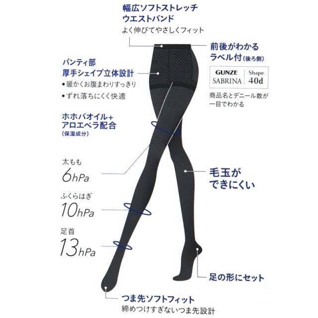 グンゼ サブリナ 着圧タイツ 40デニール M-L・L-LL (在庫限り)