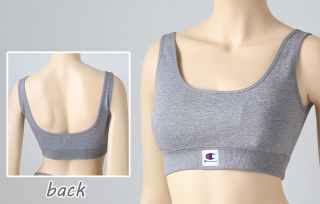 チャンピオン レディース スポーツブラ ソフトブラ シームレス 普段使い パッド カップ ヨガ ローバック グレー 黒 M・L (在庫限り)