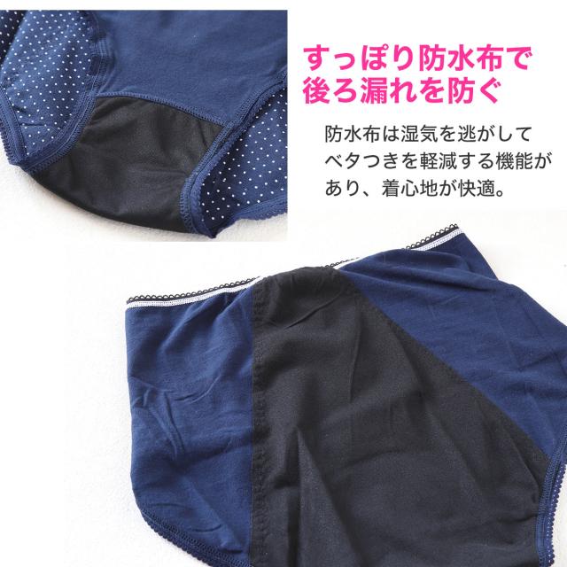サニタリーショーツ 綿 夜用 深ばき 羽根つき 生理用ショーツ レディース 漏れない 蒸れない 後ろまで防水 M〜LL (在庫限り)