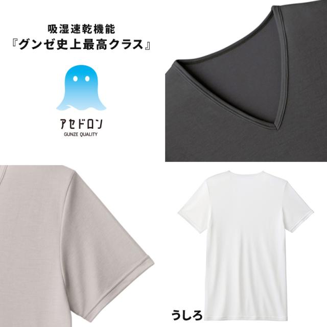 アセドロン Vネック Tシャツ グンゼ 鹿の子 メンズ M L LL 3L