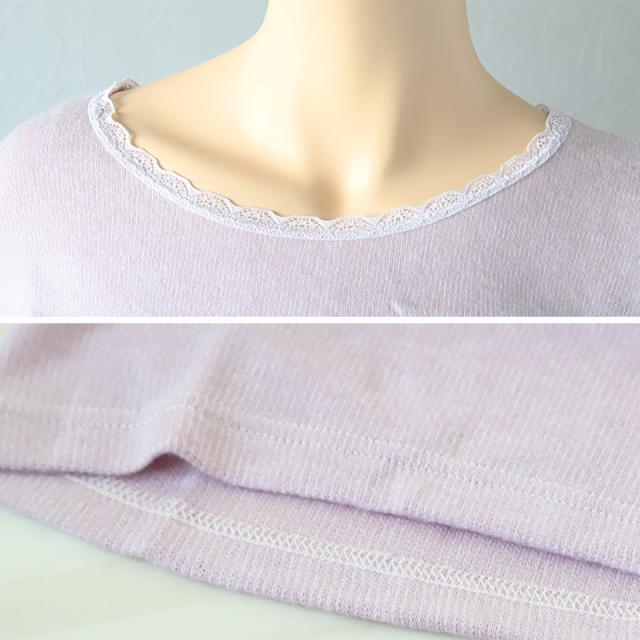 レディース 肌着 インナー 9分袖 丸首 婦人 無地 両起毛 日本製 M L LL