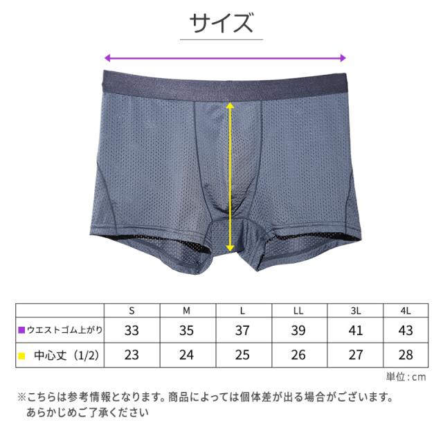 蒸れない ボクサーパンツ メッシュ メンズ 夏用 前とじ 接触冷感 大きいサイズ 4L 3L S〜4L