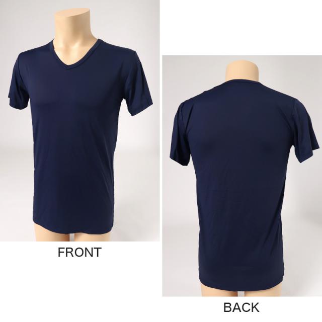メンズ インナー 半袖 V首 Tシャツ 冷感 夏 ドライ 速乾 接触冷感 肌着 M〜LL