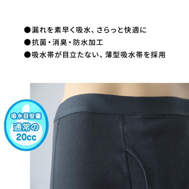 大きいサイズ 失禁ボクサーパンツ 尿漏れパンツ 男性用 20cc 綿100 3L
