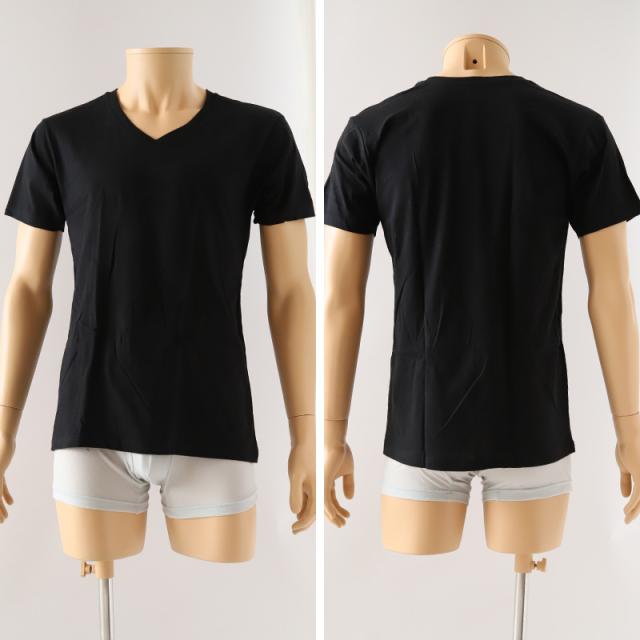 綿100 インナー シャツ メンズ 半袖 V首 消臭 M〜LL