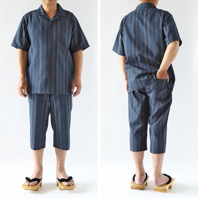 和柄 シャツ 開襟 メンズ 夏 大きいサイズ しじら織り 和風 半袖 M〜4L (在庫限り)