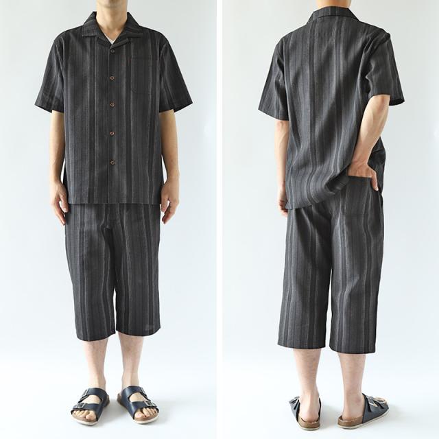 パジャマ メンズ 半袖 夏用 綿100% しじら織り 前開き 部屋着 ギフト 男性 実用的 M L LL 3L 4L (在庫限り)