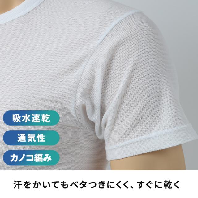 BVD インナー 半袖 メンズ tシャツ カノコ メッシュ 丸首 2枚組 M〜LL