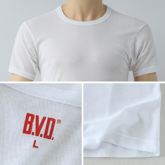 BVD インナー 半袖 メンズ tシャツ カノコ メッシュ 丸首 2枚組 M〜LL