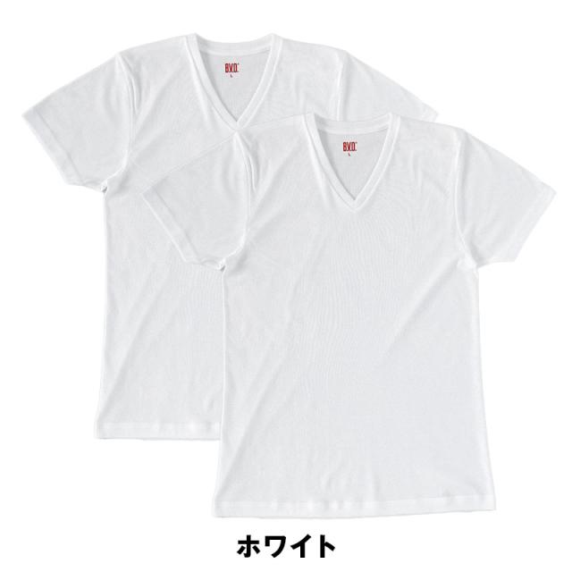 BVD メンズ インナーシャツ 半袖 vネック tシャツ 下着 2枚組 M〜LL (在庫限り)
