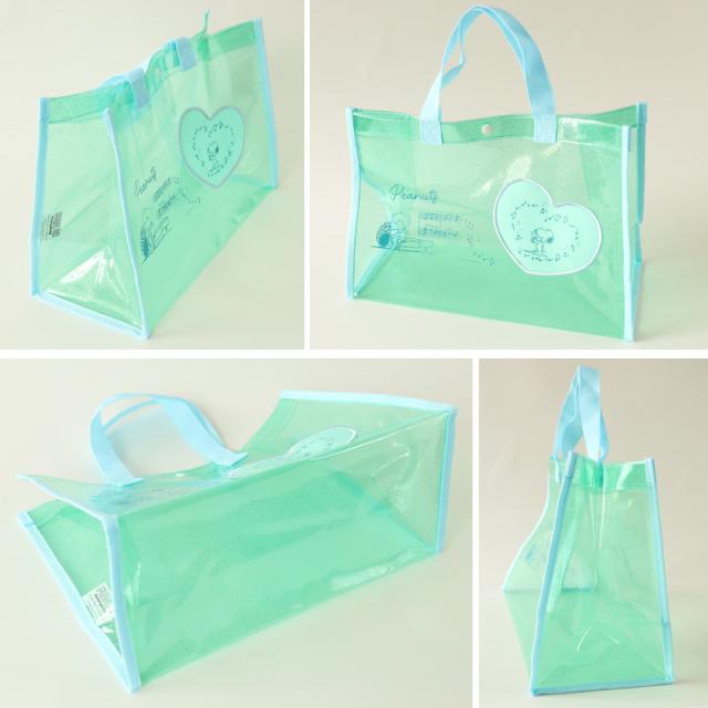 クリアバッグ トート おしゃれ プールバッグ 手提げバッグ スヌーピー 約36×25×14.5cm
