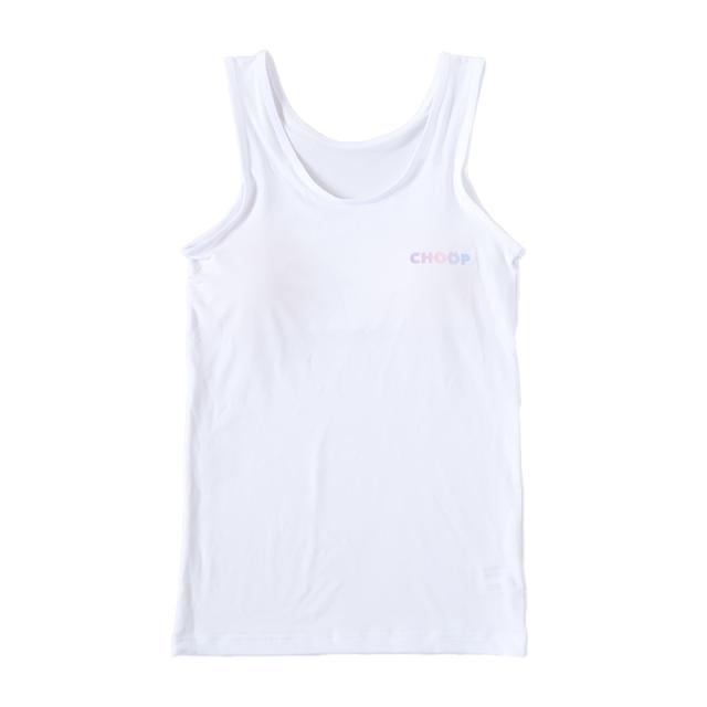 ジュニア カップ付き タンクトップ ブラトップ カップ付きインナー ノースリーブ 肌着 白 150cm〜165cm (在庫限り)