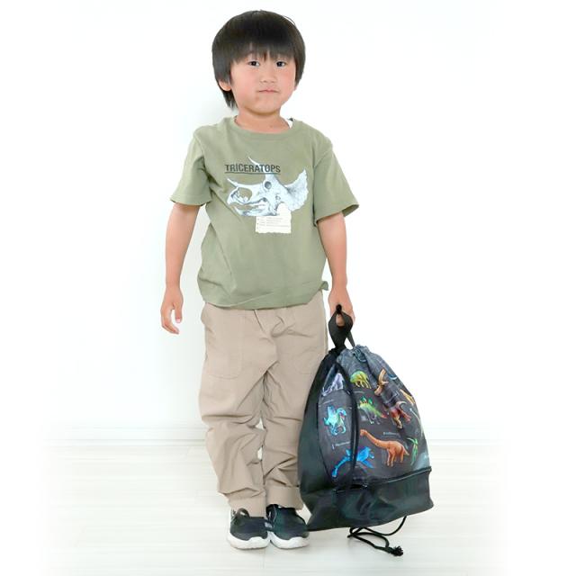 アニア 恐竜 2層ナップサック スイムバッグ 約28×40×17.5cm (在庫限り)