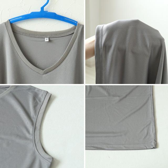 大きいサイズ メンズ スリーブレス ノースリーブ インナー メッシュ V首 Vネック 3L〜5L