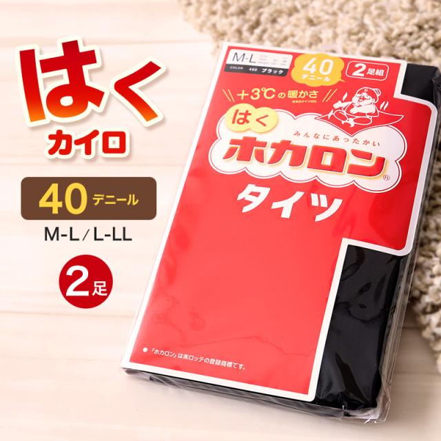 発熱タイツ レディース タイツ ホカロン あたたかい あったかい 防寒 40デニール 2足組 M-L L-LL
