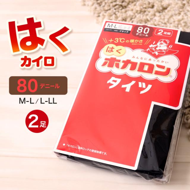 発熱タイツ レディース タイツ ホカロン あたたかい あったかい 防寒 80デニール 2足組 M-L L-LL (在庫限り)