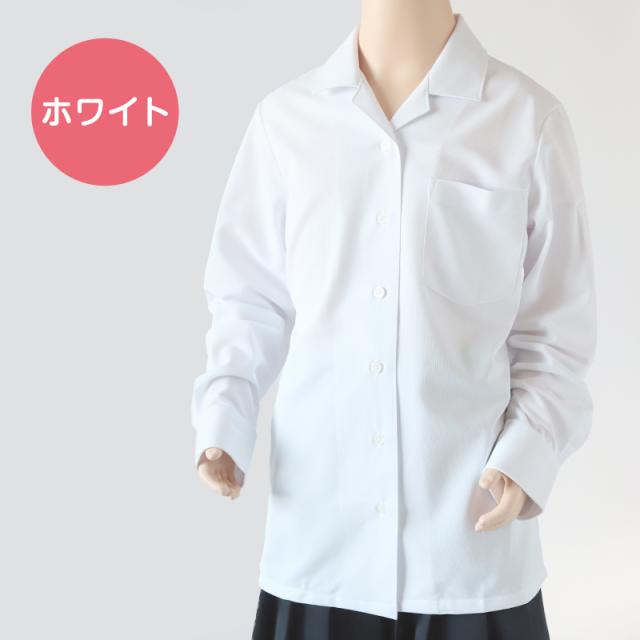 中学生 高校生 ニット長袖 開襟 ブラウス スクールブラウス 145A〜180B (送料無料)