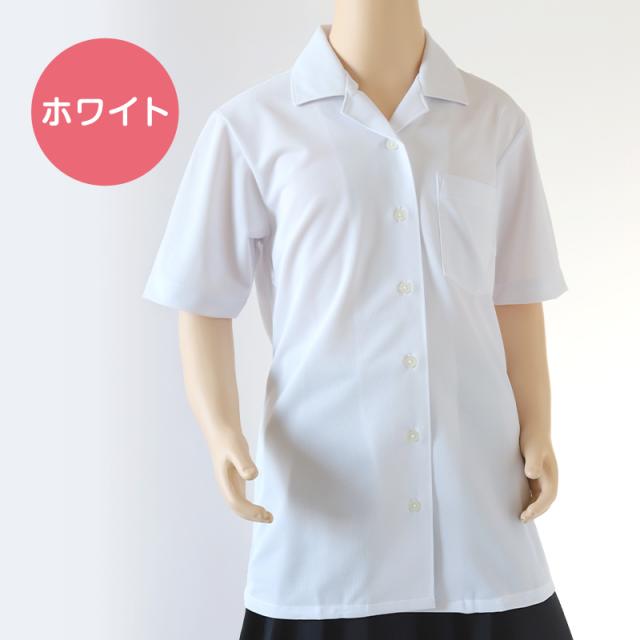 中学生 高校生 ニット 半袖 開襟 ブラウス スクールブラウス 145A〜180B (送料無料)