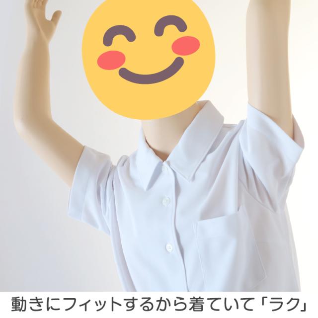 中学生 高校生 ニット 半袖 角襟 ブラウス スクールブラウス 145A〜180B (送料無料)