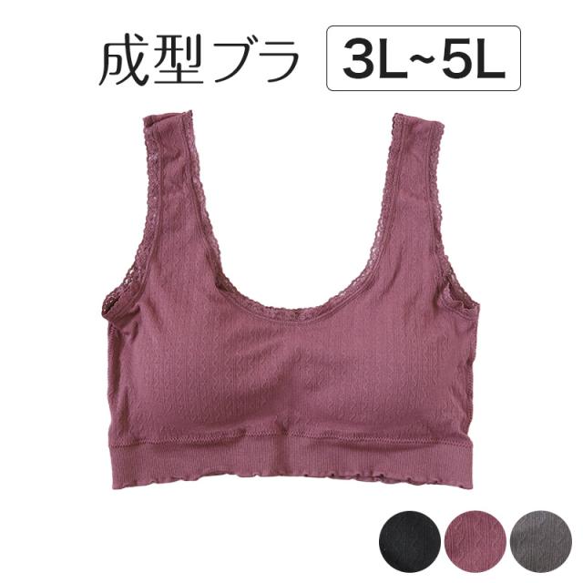 ノンワイヤーブラ ブラジャー ノンワイヤー 成型ブラ ハーフトップ ブラ レディース 大きいサイズ 3L〜5L (在庫限り)