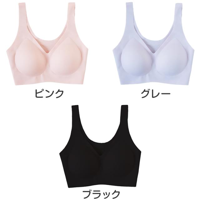 ノンワイヤーブラ シームレス ハーフトップ ブラジャー ひびきにくい レディース M〜5L (在庫限り)