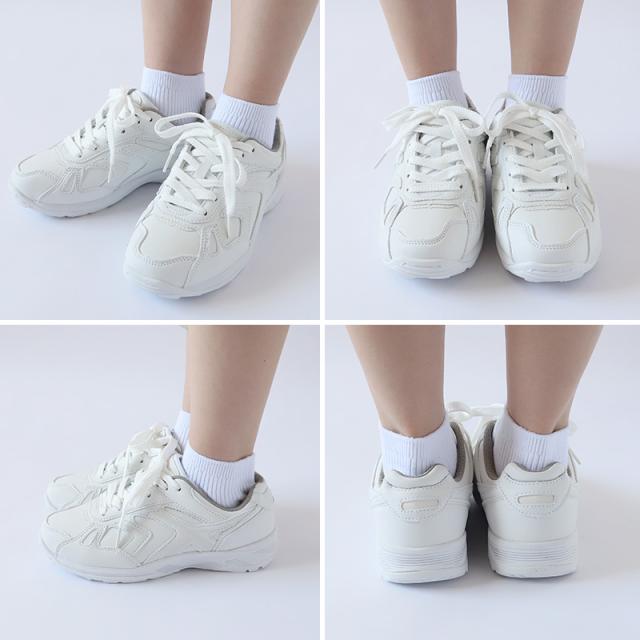 通学履き 外履き グランドシューズ スクールシューズ スニーカー 合皮 子供靴 通学 紐靴 22cm〜29cm (送料無料)