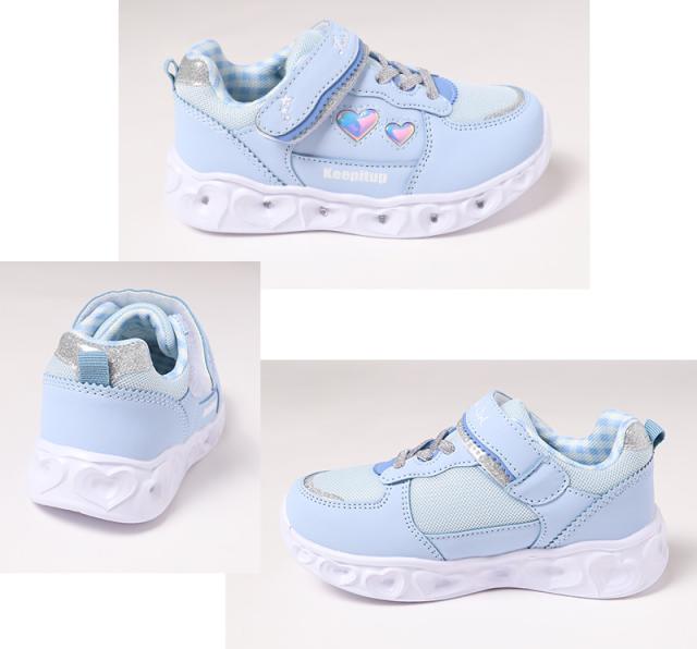 スニーカー キッズ 女の子 靴 子供 女児 子ども 光る 光るスニーカー むらさき ベージュ 16cm 17cm 18cm 19cm (送料無料) (取寄せ)