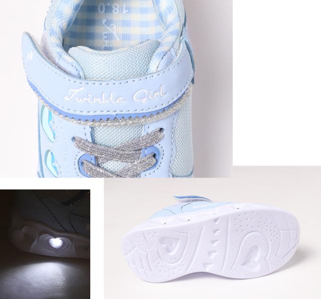 スニーカー キッズ 女の子 靴 子供 女児 子ども 光る 光るスニーカー むらさき ベージュ 16cm 17cm 18cm 19cm (送料無料) (取寄せ)