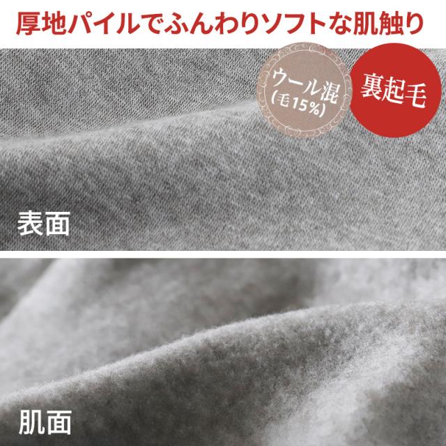 ウール混 厚手 肌着 裏起毛 メンズ 丸首 長袖 毛混 日本製 S〜LL (在庫限り)
