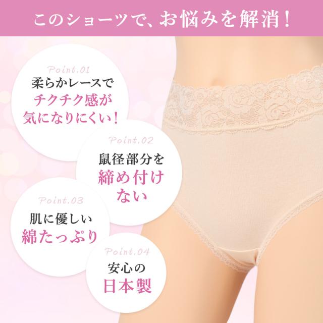 ショーツ レディース 綿混 レース M L LL