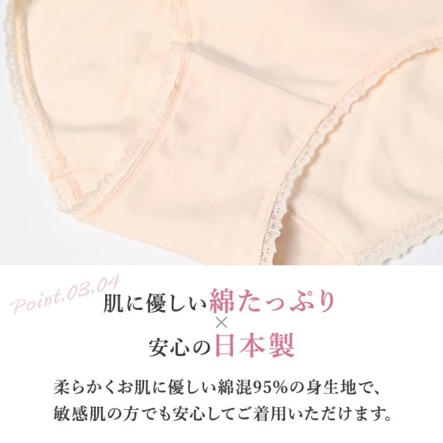 ショーツ レディース 綿混 レース M L LL