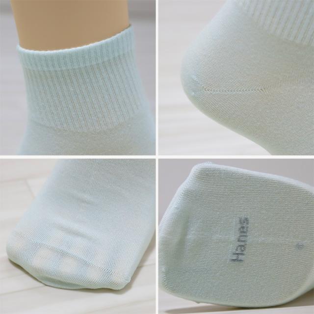 靴下 レディース 3足組 綿混 クォーターレングス ソックス ヘインズ hanes 23-25cm (在庫限り)