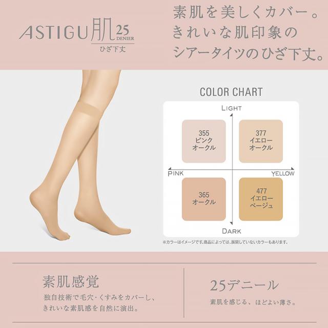 アスティーグ 肌 シアータイツ ひざ下 25デニール 22-25cm