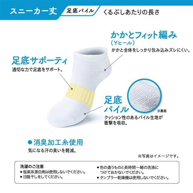 スニーカーソックス 靴下 紳士 アツギ ソックス 子供用 サポーティ 3足組 22-24cm〜26-28cm