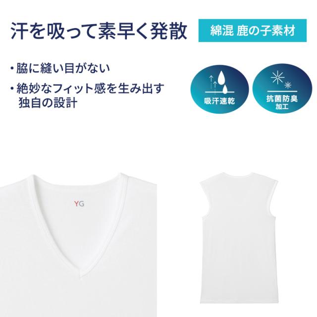 グンゼ YG ノースリーブ スリーブレス tシャツ メンズ vネック 鹿の子 抗菌 防臭 2枚組 M L LL