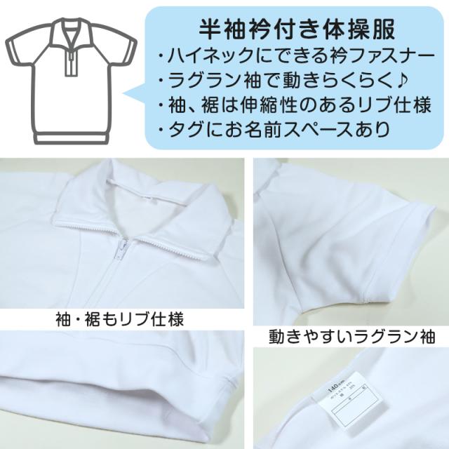 体操服 半袖 ドライ 衿付き 体操着 小学生 110〜160cm  (在庫限り)
