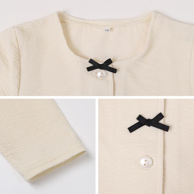 カーディガン キッズ フロントリボン 長袖 羽織り 110 120 130 cm