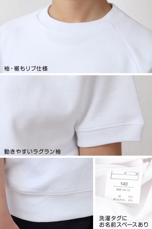 体操服 半袖 体操着 小学校 小学生 白 男子 女子 110〜160cm (送料無料) (在庫限り)