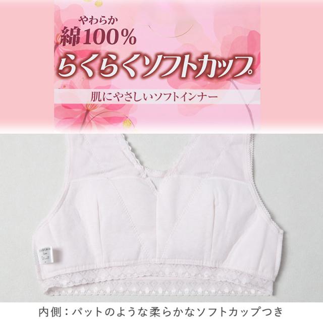 ノンワイヤーブラ ブラジャー ハーフトップ ブラ 綿 コットン レディース M L LL 3L