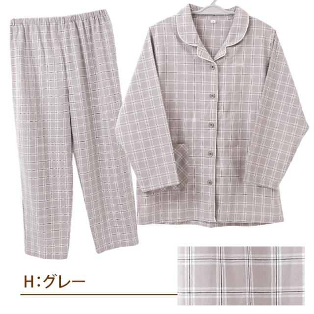 パジャマ レディース 綿100% 春夏 先染め シーチング 上下セット ルームウェア 部屋着 寝巻き 寝間着 チェック M・L