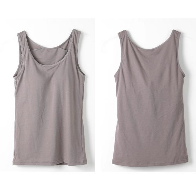 カップ付き タンクトップ レディース ブラトップ 綿素材使用 綿混 無地 シンプル ベーシック 楽 ゆったり 重ね着 インナー リラックス