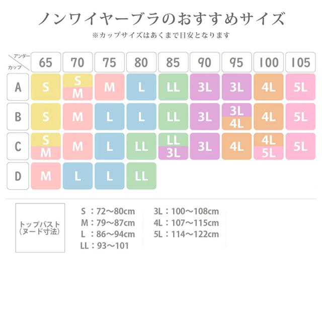 ノンワイヤーブラ ショーツ 上下セット S 〜 5L