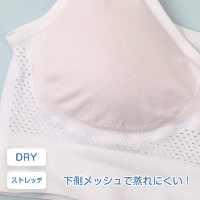 ジュニア スポーツブラ ジュニアブラ ハーフトップ カップ付きインナー メッシュ 150cm〜165cm (在庫限り)
