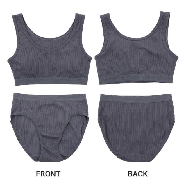 スポーツブラ ジュニアブラ セット ジュニア キッズ スポブラ 中学生 小学生 下着 リブ 上下セット 150〜165cm