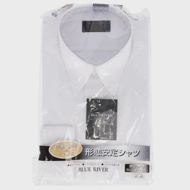 形態安定 ワイシャツ メンズ 長袖 白 無地 綿混 シワになりにくい 縮みにくい ビジネスシャツ ドレスシャツ しなやか 着心地 (取寄せ)