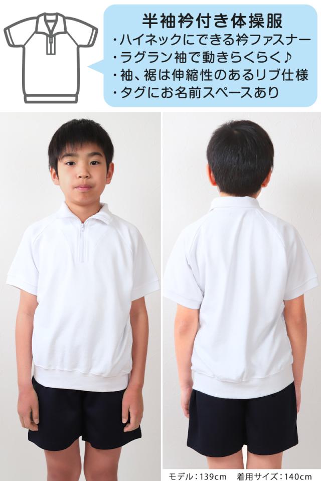 体操服 半袖 襟付き 小学生 体操着 小学校 男子 女子 110〜160cm (送料無料) (在庫限り)