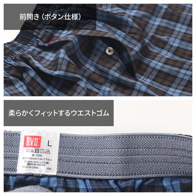 BVD トランクス bvd メンズ パンツ 綿100 前あき M L LL パナマ織り 涼しい 涼感 通気性 さらさら 下着 インナー