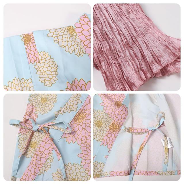 女児 浴衣 ワンピース セット キッズ ワンピース浴衣 セパレート 女の子 子供 おしゃれ 接触冷感 涼しい 130 140 150 160 (在庫限り)