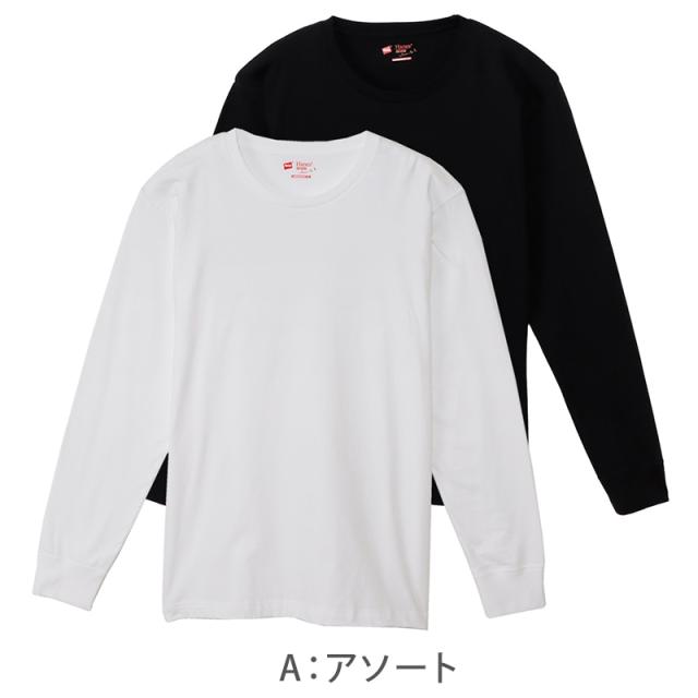 レディース tシャツ 長袖 クルーネック カットソー 綿100% ヘインズ ジャパンフィット 2枚組 S〜XL